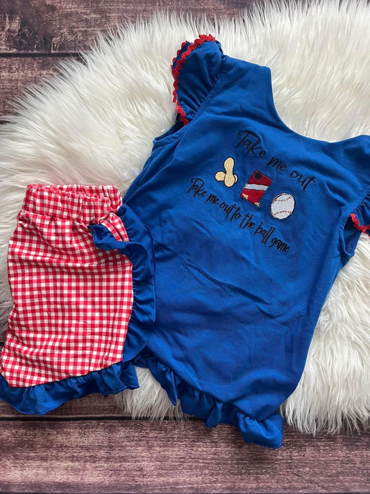 Ball Game Girl Ruffle Short Sets