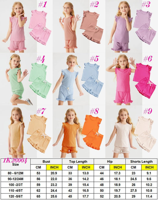 Girl’s Ruffle Ribbed Knit Tee + Shorts Set